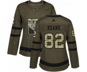 Women Adidas New York Rangers #82 Joey Keane Authentic Green Salute to Service NHL Jersey