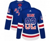 Women Adidas New York Rangers #82 Joey Keane Authentic Royal Blue USA Flag Fashion NHL Jersey