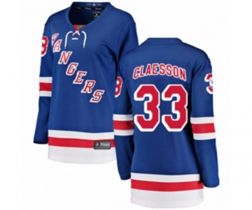 Women New York Rangers #33 Fredrik Claesson Fanatics Branded Royal Blue Home Breakaway NHL Jersey