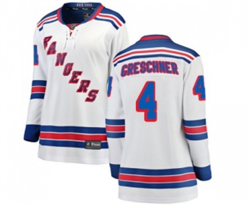 Women New York Rangers #4 Ron Greschner Fanatics Branded White Away Breakaway NHL Jersey