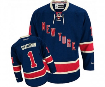 Women Reebok New York Rangers #1 Eddie Giacomin Authentic Navy Blue Third NHL Jersey