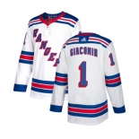 Women Reebok New York Rangers #1 Eddie Giacomin Authentic White Away NHL Jersey