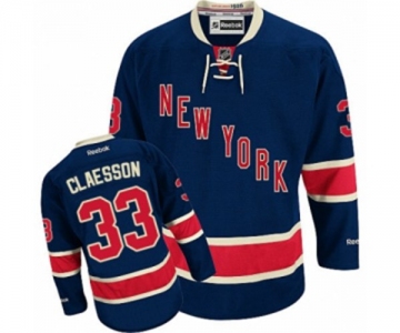 Women Reebok New York Rangers #33 Fredrik Claesson Authentic Navy Blue Third NHL Jersey