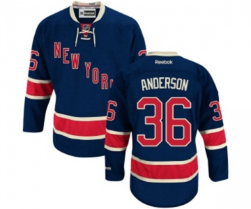 Women Reebok New York Rangers #36 Glenn Anderson Authentic Navy Blue Third NHL Jersey