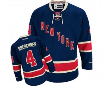 Women Reebok New York Rangers #4 Ron Greschner Authentic Navy Blue Third NHL Jersey