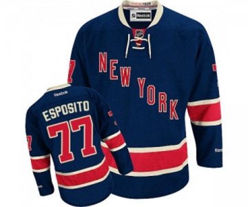 Women Reebok New York Rangers #77 Phil Esposito Authentic Navy Blue Third NHL Jersey