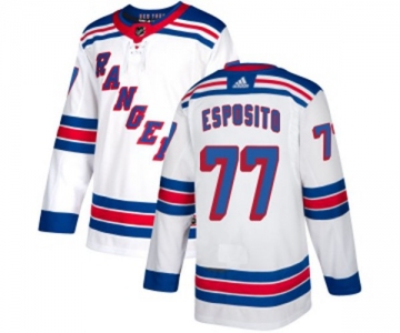 Women Reebok New York Rangers #77 Phil Esposito Authentic White Away NHL Jersey