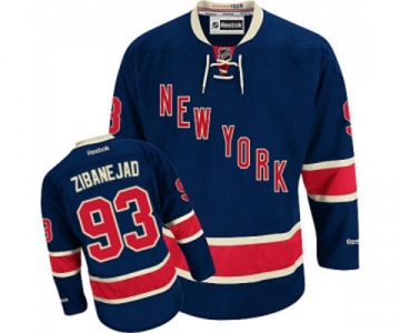 Women Reebok New York Rangers #93 Mika Zibanejad Authentic Navy Blue Third NHL Jersey