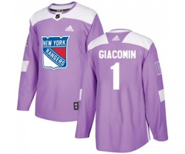 Youth Adidas New York Rangers #1 Eddie Giacomin Authentic Purple Fights Cancer Practice NHL Jersey