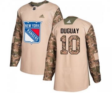 Youth Adidas New York Rangers #10 Ron Duguay Authentic Camo Veterans Day Practice NHL Jersey