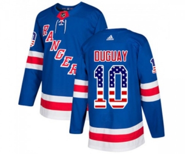 Youth Adidas New York Rangers #10 Ron Duguay Authentic Royal Blue USA Flag Fashion NHL Jersey