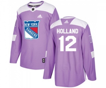 Youth Adidas New York Rangers #12 Peter Holland Authentic Purple Fights Cancer Practice NHL Jersey