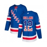 Youth Adidas New York Rangers #12 Peter Holland Authentic Royal Blue USA Flag Fashion NHL Jersey