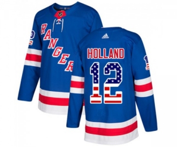 Youth Adidas New York Rangers #12 Peter Holland Authentic Royal Blue USA Flag Fashion NHL Jersey