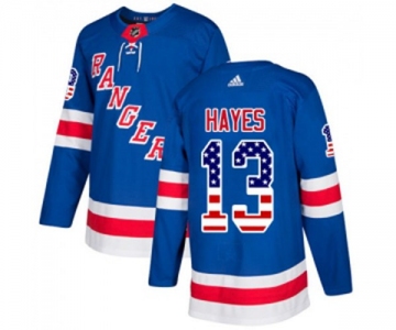 Youth Adidas New York Rangers #13 Kevin Hayes Authentic Royal Blue USA Flag Fashion NHL Jersey