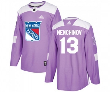 Youth Adidas New York Rangers #13 Sergei Nemchinov Authentic Purple Fights Cancer Practice NHL Jersey