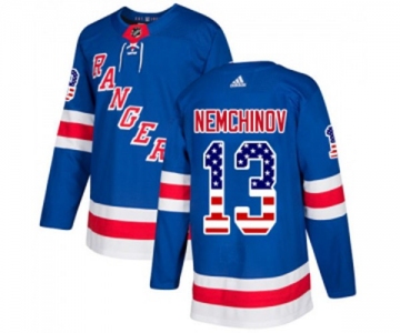 Youth Adidas New York Rangers #13 Sergei Nemchinov Authentic Royal Blue USA Flag Fashion NHL Jersey