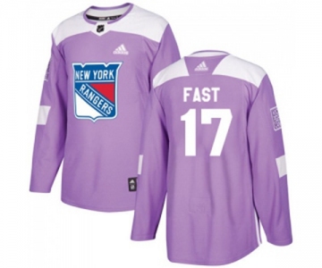 Youth Adidas New York Rangers #17 Jesper Fast Authentic Purple Fights Cancer Practice NHL Jersey