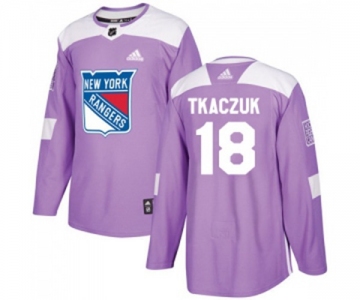 Youth Adidas New York Rangers #18 Walt Tkaczuk Authentic Purple Fights Cancer Practice NHL Jersey