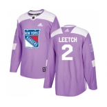 Youth Adidas New York Rangers #2 Brian Leetch Authentic Purple Fights Cancer Practice NHL Jersey