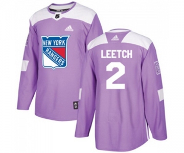 Youth Adidas New York Rangers #2 Brian Leetch Authentic Purple Fights Cancer Practice NHL Jersey