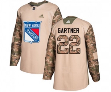 Youth Adidas New York Rangers #22 Mike Gartner Authentic Camo Veterans Day Practice NHL Jersey