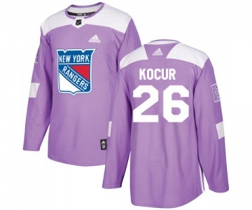 Youth Adidas New York Rangers #26 Joe Kocur Authentic Purple Fights Cancer Practice NHL Jersey