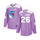 Youth Adidas New York Rangers #26 Martin St. Louis Authentic Purple Fights Cancer Practice NHL Jersey