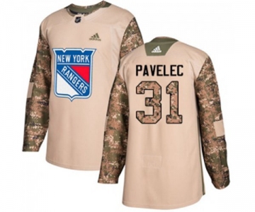 Youth Adidas New York Rangers #31 Ondrej Pavelec Authentic Camo Veterans Day Practice NHL Jersey