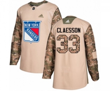 Youth Adidas New York Rangers #33 Fredrik Claesson Authentic Camo Veterans Day Practice NHL Jersey