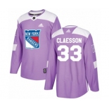 Youth Adidas New York Rangers #33 Fredrik Claesson Authentic Purple Fights Cancer Practice NHL Jersey