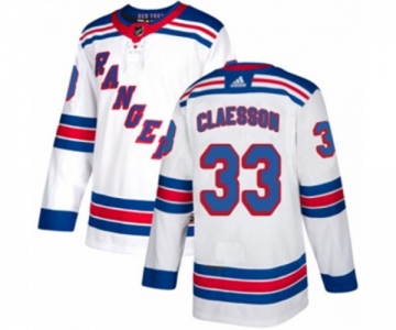 Youth Adidas New York Rangers #33 Fredrik Claesson Authentic White Away NHL Jersey