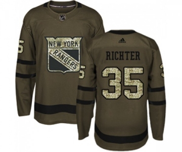 Youth Adidas New York Rangers #35 Mike Richter Premier Green Salute to Service NHL Jersey