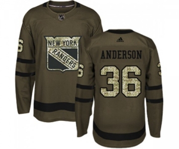 Youth Adidas New York Rangers #36 Glenn Anderson Authentic Green Salute to Service NHL Jersey