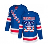 Youth Adidas New York Rangers #36 Mats Zuccarello Authentic Royal Blue USA Flag Fashion NHL Jersey