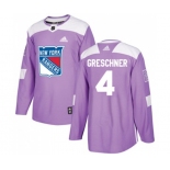 Youth Adidas New York Rangers #4 Ron Greschner Authentic Purple Fights Cancer Practice NHL Jersey