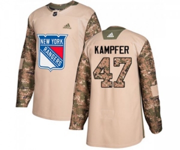 Youth Adidas New York Rangers #47 Steven Kampfer Authentic Camo Veterans Day Practice NHL Jersey