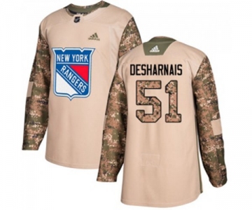 Youth Adidas New York Rangers #51 David Desharnais Authentic Camo Veterans Day Practice NHL Jersey