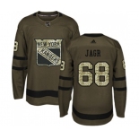 Youth Adidas New York Rangers #68 Jaromir Jagr Authentic Green Salute to Service NHL Jersey