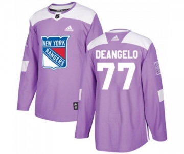 Youth Adidas New York Rangers #77 Anthony DeAngelo Authentic Purple Fights Cancer Practice NHL Jersey