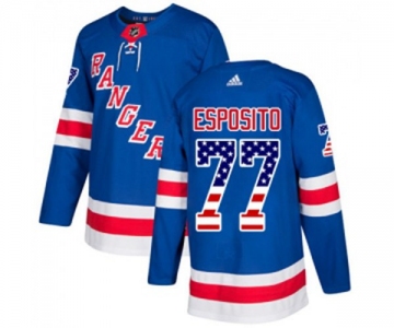 Youth Adidas New York Rangers #77 Phil Esposito Authentic Royal Blue USA Flag Fashion NHL Jersey