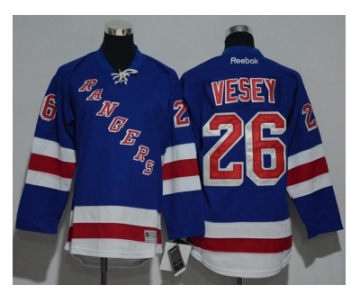 Youth New York Rangers #26 Jimmy Vesey Blue Home Stitched NHL Jersey