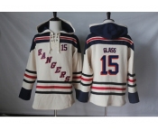 Men's New York Rangers #15 Tanner Glass Cream Sawyer Hooded Sweatshirt Stitched NHL Jersey