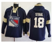 Men's New York Rangers #18 Marc Staal Navy Blue Pullover Hoodie Stitched NHL Jersey