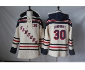 Men's New York Rangers #30 Henrik Lundqvist Cream Sawyer Hooded Sweatshirt Stitched NHL Jersey