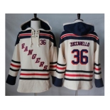 Men's New York Rangers #36 Mats Zuccarello Cream Sawyer Hooded Sweatshirt Stitched NHL Jersey