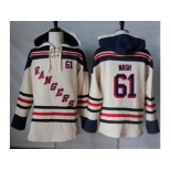 Men's New York Rangers #61 Rick Nash Cream Sawyer Hooded Sweatshirt Stitched NHL Jersey