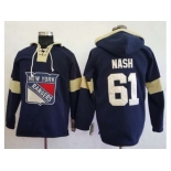 Men's New York Rangers #61 Rick Nash Navy Blue Pullover Hoodie Stitched NHL Jersey