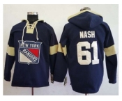 Men's New York Rangers #61 Rick Nash Navy Blue Pullover Hoodie Stitched NHL Jersey