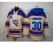 NHL New York Rangers #30 Henrik Lundqvist Cream Sawyer Hooded Sweatshirt Stitched jerseys